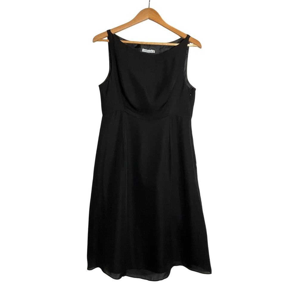 Chaiken Black Mini Dress 100% Silk Chiffon Lined LBD Classic Preppy Minimalist M